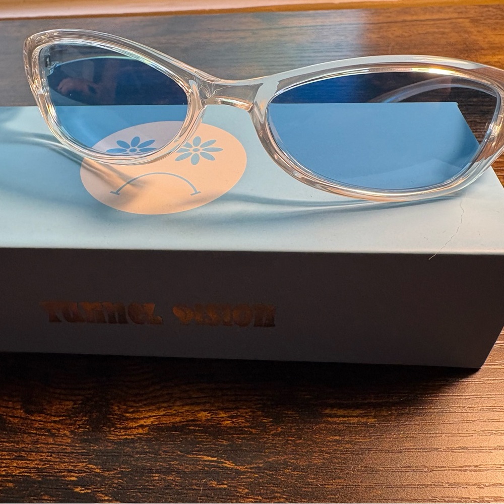 Transparent Blue Cat-Eye Sunglasses